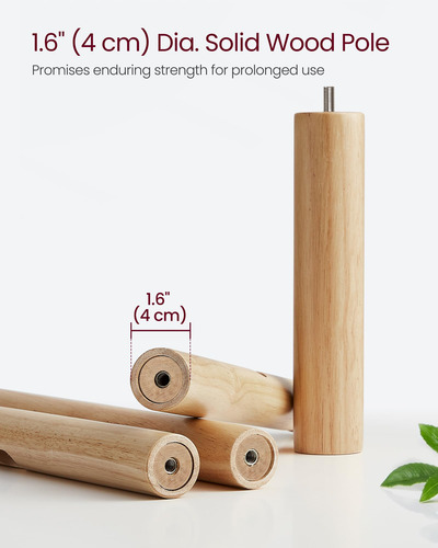 Perchero De Madera Maciza Con 8 Ganchos Color Beige Natural