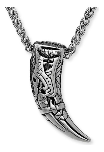 Collar Para Hombre Con Dije Diente De Lobo Fenrir Vikingo