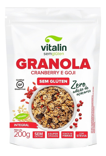 Granola Cranberry E Goji S/gluten Vegano Integ. Vitalin 200g