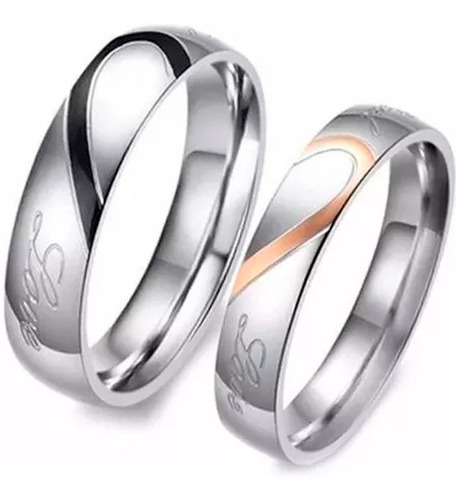 Anillos Para Parejas Corazón Real Love Amor Real Titanio