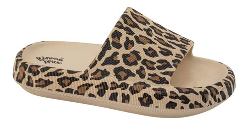 Sandalia Mujer Beige Animal Print Plantilla Premoldeada