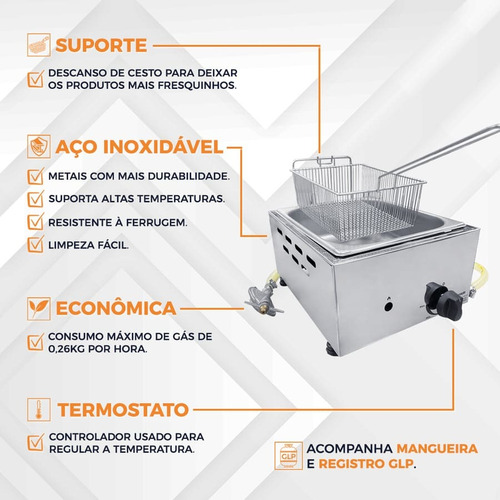 Fritadeira Profissional A Gás 1 Cuba 4,5l Compacta Print