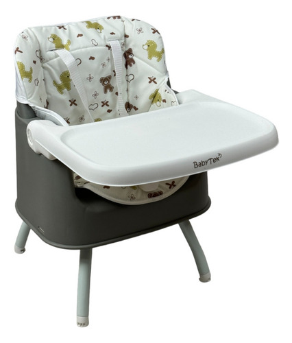 Silla Alta Con Periquera Para Bebe Con Bandeja Y Convertible Color Gris Animales