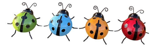 4x Garden Ladybug Ornamentos De Pared Decoración De La