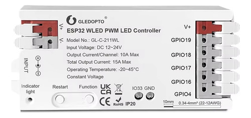 Controlador Led Esp32 Pwm Wled 5 Modos En 1 12-24-fs.