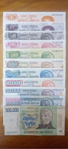 Billetes Argentinos Ley 18.188serie De 11 Billetes N799