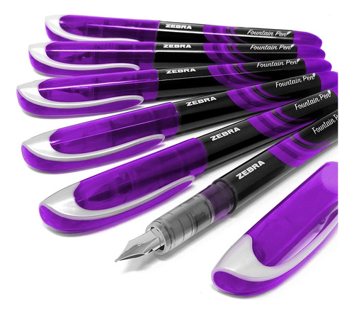 Pluma Fuente Desechable Morada Tinta  Paquete De 6