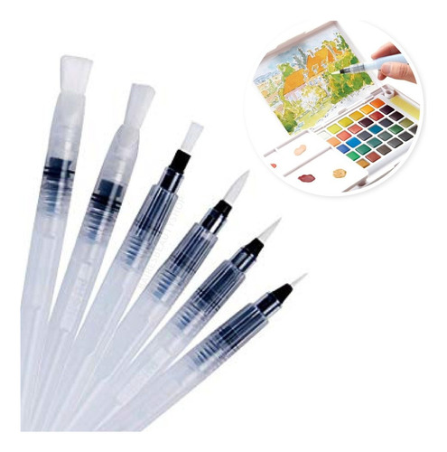 Pinceles De Agua Recargable Waterbrush Acuarela X 6u