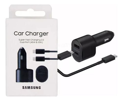 Carregador Veicular Samsung 45w Turbo Cabo Usb-c Carro S10