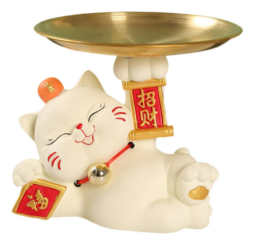Bandeja De Armazenamento Para Estátua De Gato, Suporte Bege