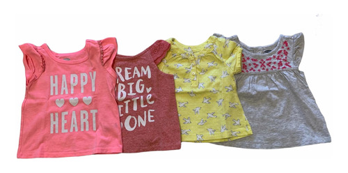 Pack 4 Remeras Beba  Carters 6 Meses