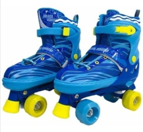 Patines Roller Skate Azul Ch 4 Ruedas Ajustables Niños 