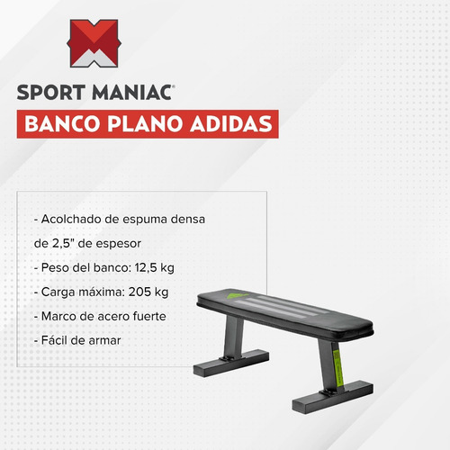 Imagen 2 de 4 de Banco Plano Pecho Entrenamiento adidas Fitness Sport Maniac