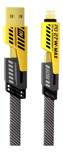 Cable Reforzado Usb Y Usb-c Tipo Ip 4 En 1 Cargador Y Datos