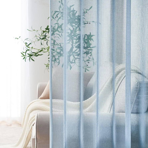 Set De 2 Cortinas Transparentes Celeste