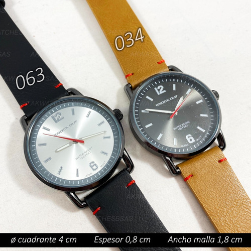 Reloj Knock Out Hombre Analogo Caballero Marron Cuero 2592