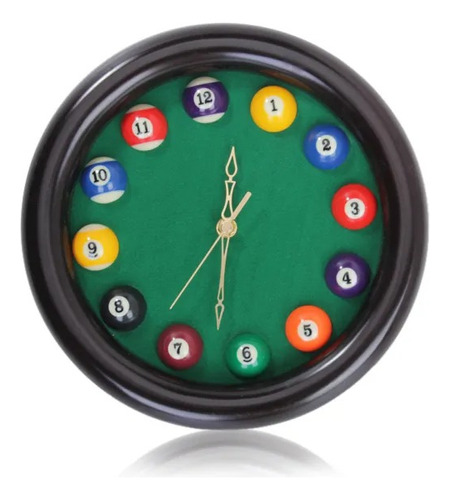 Reloj De Pared Bolas De Pool 24cm Silencioso Decorativo Mli
