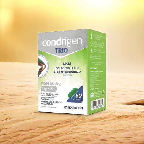 Kit 2 Condrigen Trio Msm Colágeno Tipo 2 Ácido Hialurônico Sabor Sem Sabor