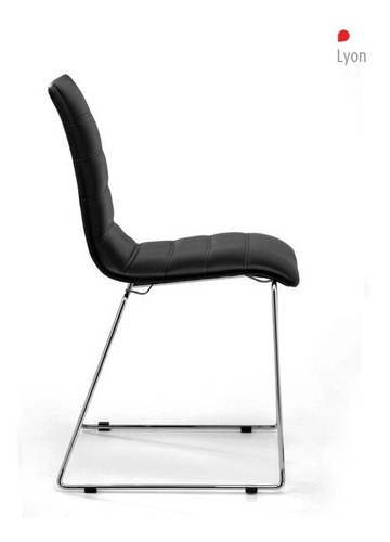 Silla-sillón Oficina Para Escritorio Base Trineo Cromada Color Negro Material Del Tapizado Ecocuer