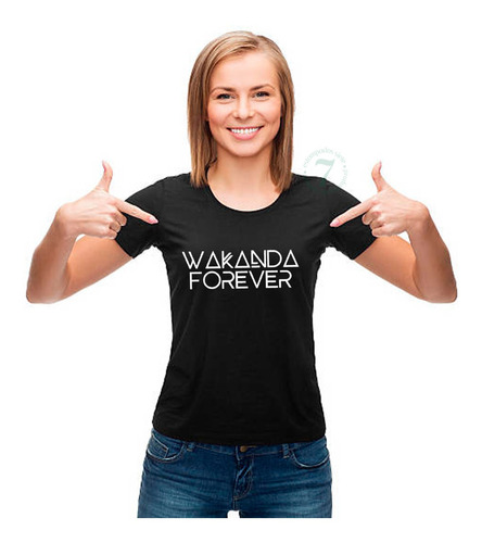 Polera Manga Corta Dama Pantera Negra Wakanda Forever 3