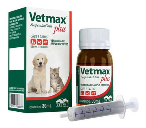 Vermífugo Vetmax Plus Suspensão Vetnil Cães E Gatos 30ml