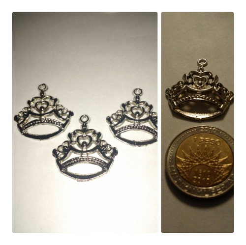 50 Souvenirs Dijes Corona Metal Relieve Corazon 15años Tajet