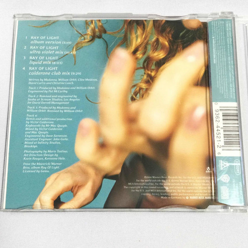 Madonna / Ray Of Light Cd Maxi 1998 E.u.cd1 4 Tracks Impecab (Usado)