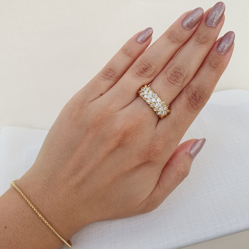 Anel De Ouro 18k 750 Com Diamantes 0,80ct