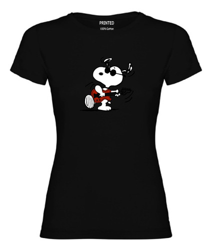 Polera Estampada Mujer Snoopy Rockeando