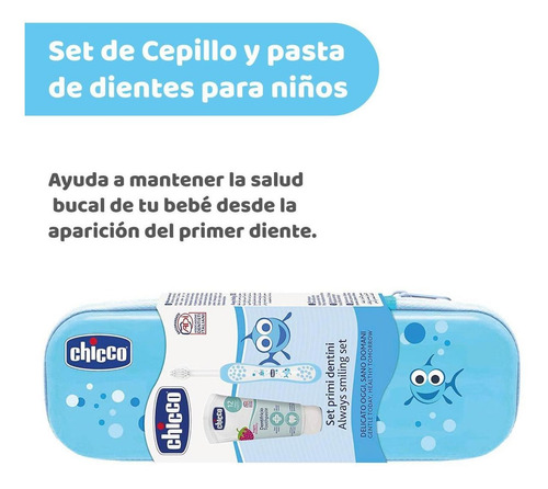 Imagen 2 de 5 de Chicco Set De Cuidado Oral, Color Azul
