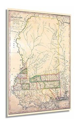 Historix Vintage 1820 Mapa De Mississippi - 24 X 36 Pulgadas
