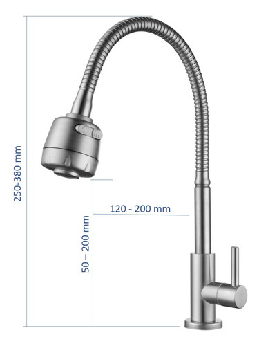 Torneira Cozinha Flexível Giratória Mesa Preta Doan Nox06b