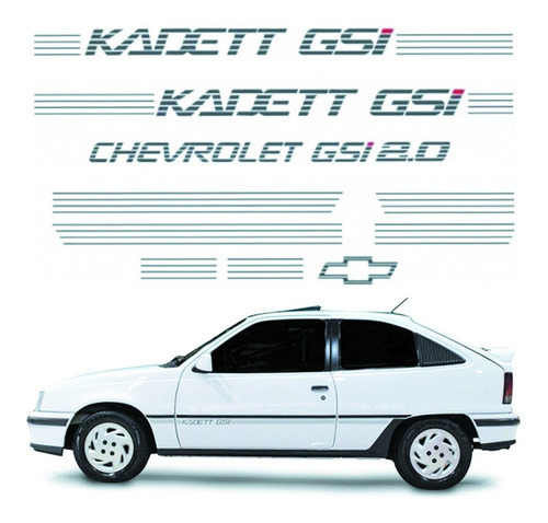 Imagem 1 de 6 de Kit Adesivos Faixas Kadett Gsi Completo 3m Prata 9 Peças