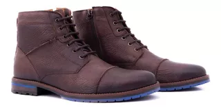 Bota Coturno Em Couro Javali 35691s Hunter Mouro Solado Azul