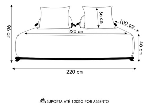 Sofá 6 Lugares Ilha 2 Módulos 220cm Viero S06 Bouclê Branco