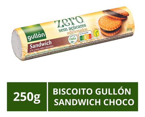 Biscoito Gullón, Sandwich Choco, 250g, Sem Açúcar