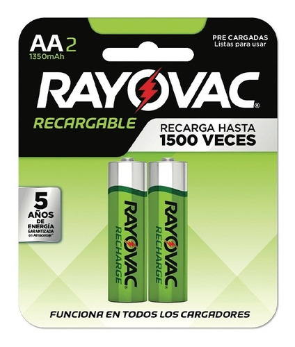 Pack 2 Pilas Recargables Rayovac Aa 1350mah Energizer Brands