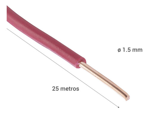 Cable Alambre De Cobre Aislado 1,5 Mm2 25 M Rojo
