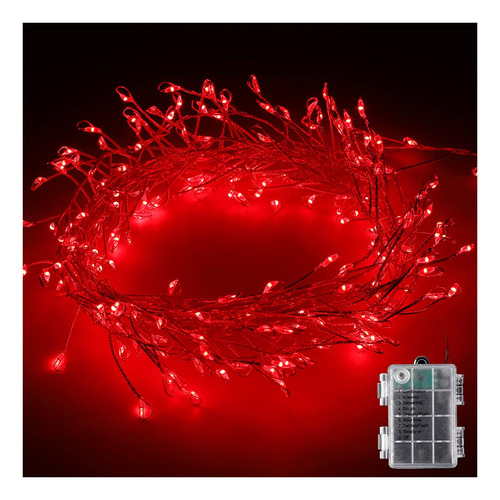 8 Pies 200 Luces Led Rojas De Hadas Que Funcionan Con P...