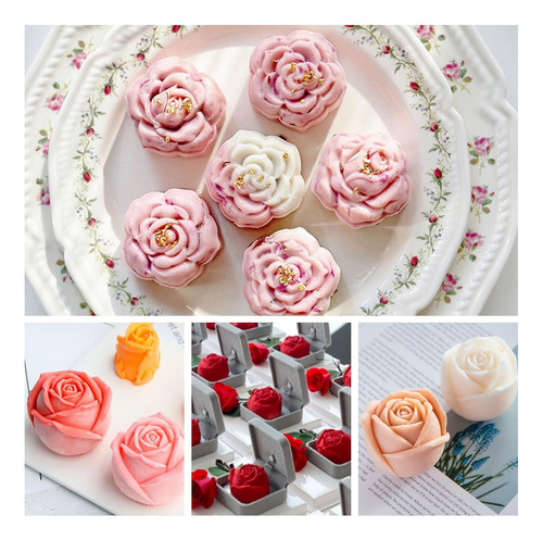 V Molde De Silicón Flores Rosas 6 Cavidades Jabones