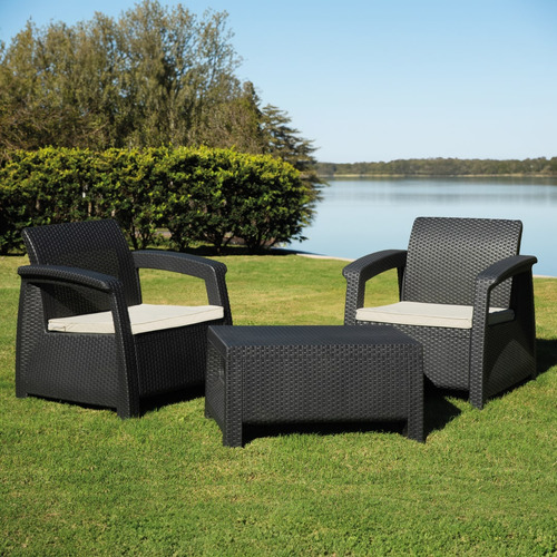 Juego De Living Exterior Voss 2000 Set Roma Selectogar Estructura Gris