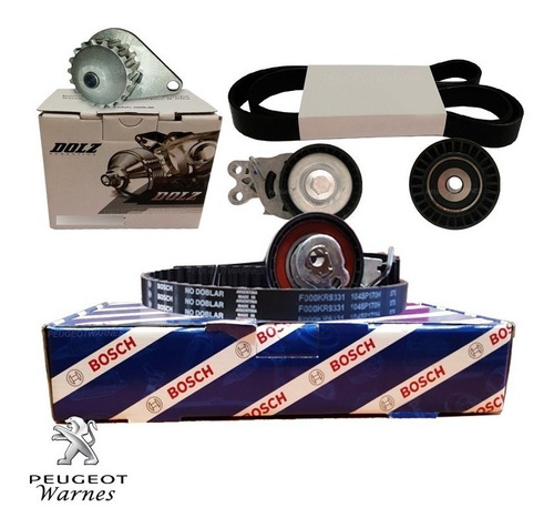 Distrib Bosch + Kit Poly V + Bba Dolz Peugeot Partner 1.4 N
