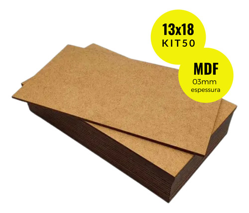 Kit 50 Placas Chapa Mdf 3mm Cru 13x18 A4 Quadro Artesanato