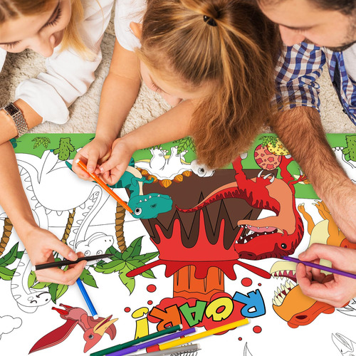 Póster Para Colorear Nicime Dinosaur 110 X 80 Cm Con Imagen