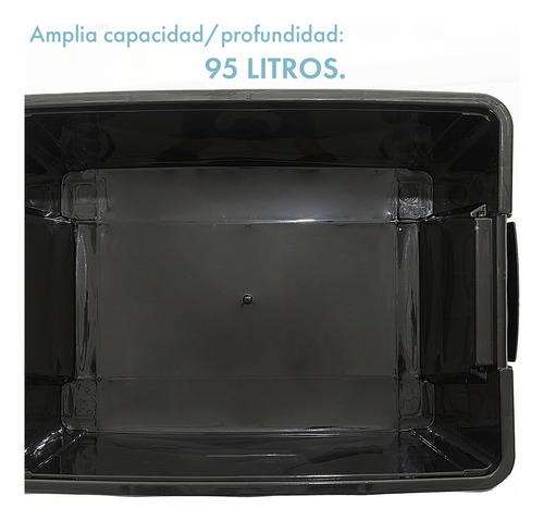 Set X6 Organizadores Life Box De Plástico 95l Negro.