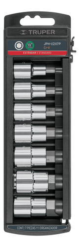 Juego De 7 Dados Cuadro 1/2 Punta Hexagonal Std, Truper
