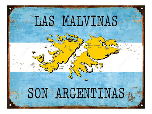 Cartel De Chapa Vintage Malvinas Argentinas 20x28cm