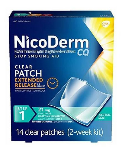 Nicoderm Cq Step 1 Nicotine Clear Patch, 14 Count (pack Of 