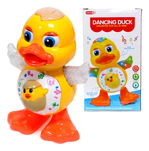 Patinho Dançante Brinquedo Infantil Pato Bebê Musical E Luz Cor Amarelo