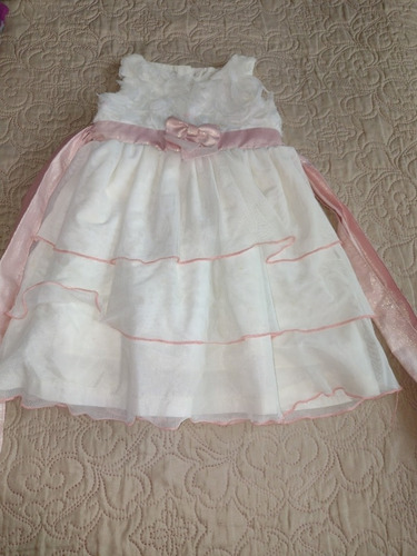 Vestido De Olanes Para Niña. Crema Y Coral. Lindo. Talla 3 A